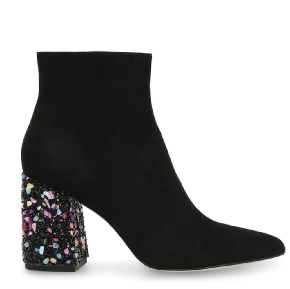Betsey Johnson Riverr Booties Black Rock Candy Block Heel